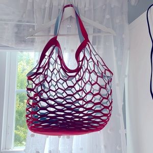 Sea Star Beachwear, Fisherman's Tote, Light Blue/Red